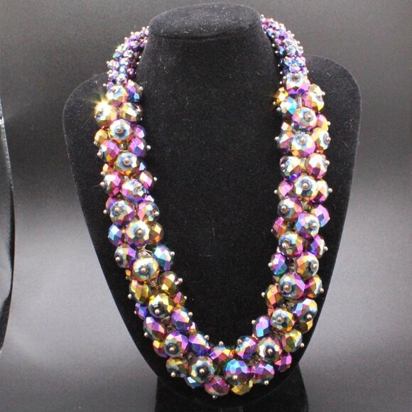 VINTAGE Joan Divero Aurora Borealis Crystal Necklace. 1950's-60's Multi-Strand S - Picture 1 of 5